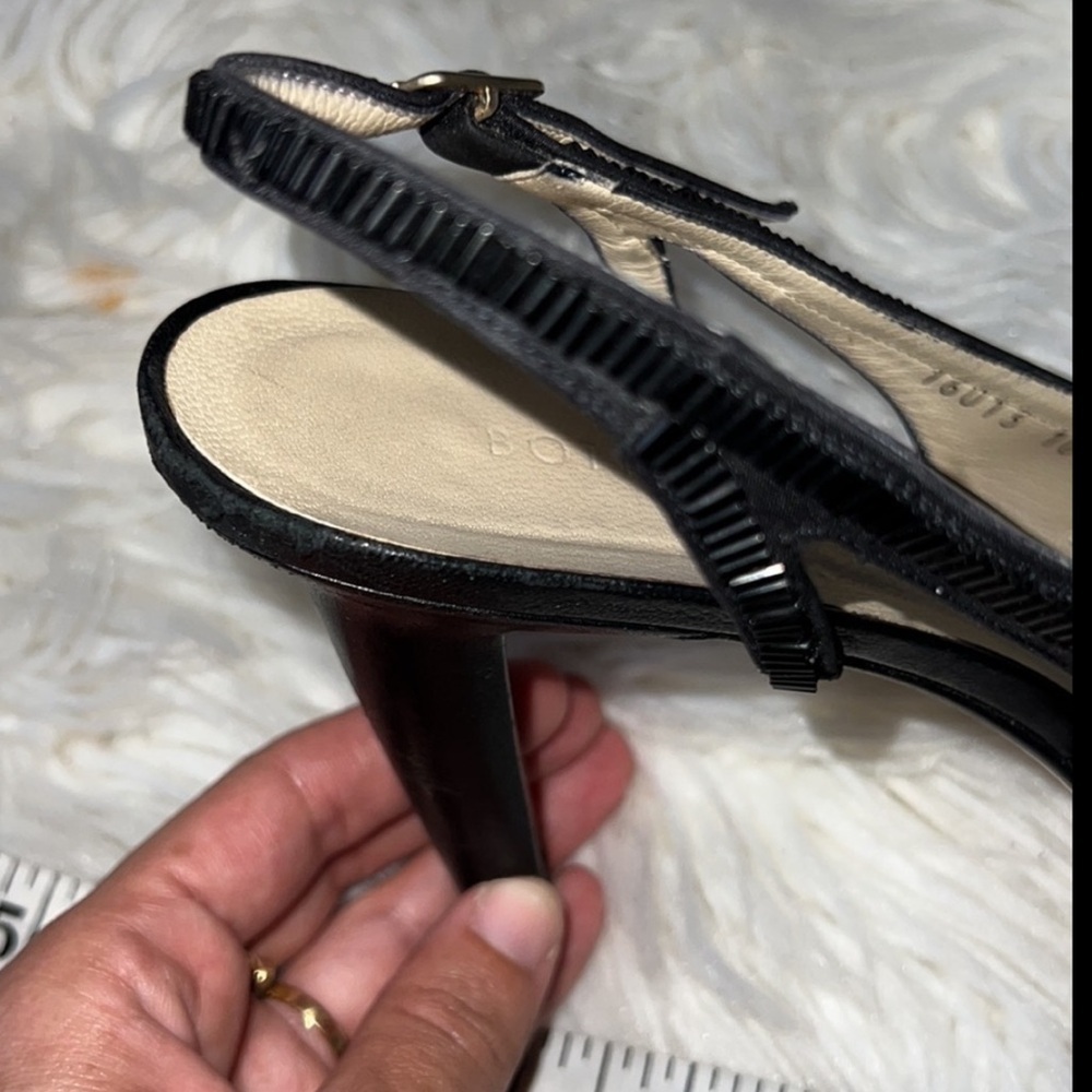 BOTTEGA VENETA Black Satin and Leather Slingback Heels - Picture 15 of 16